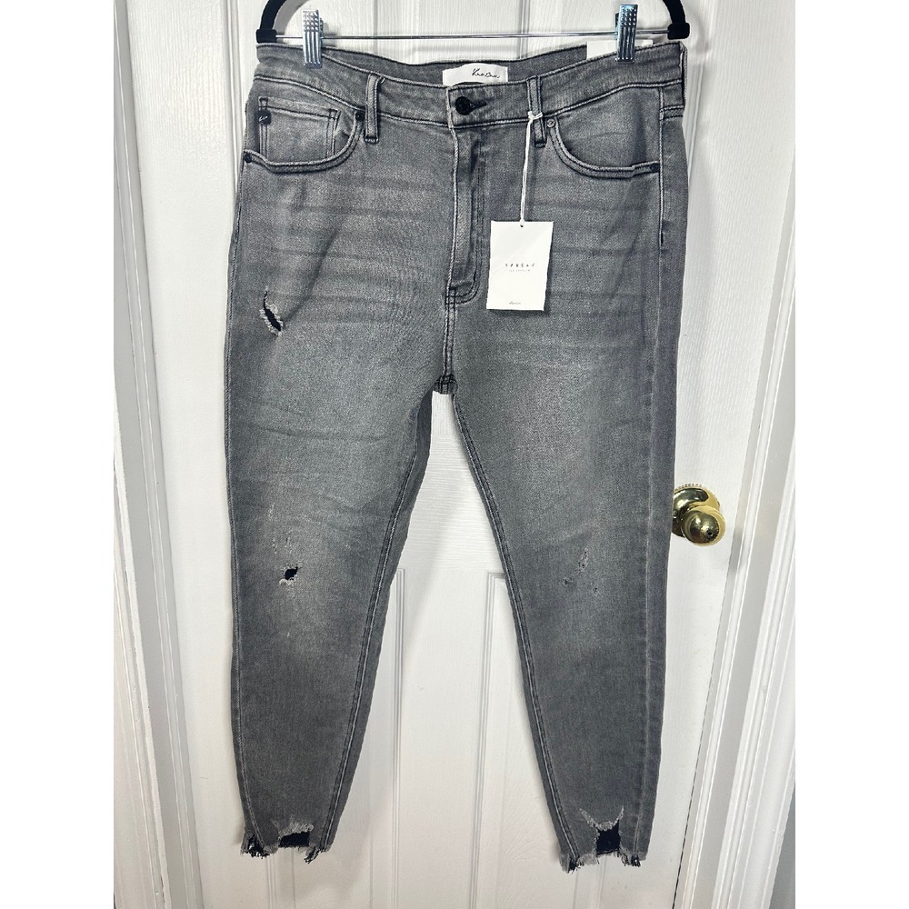 KanCan Distressed Gray Wash High Rise Ankle Skinny Jeans Size 15/31